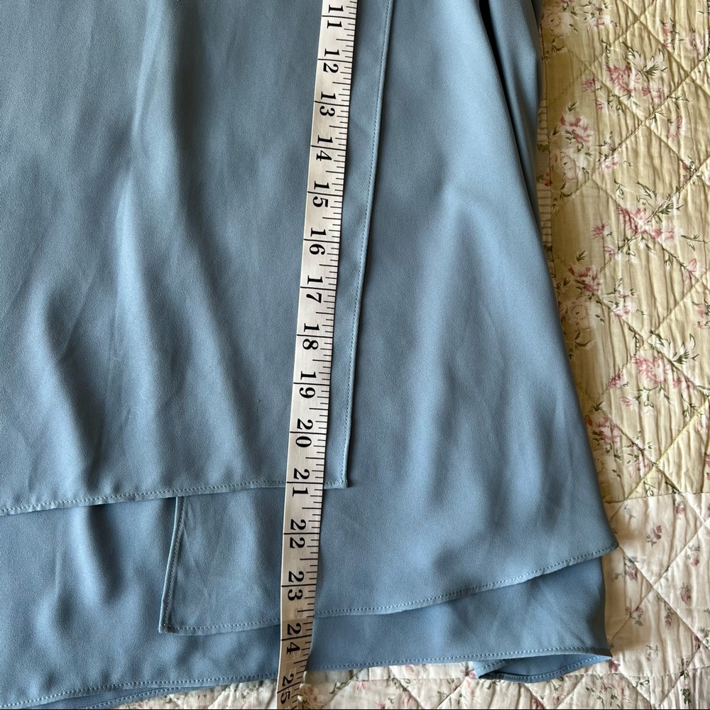 BCBGMaxAzria SHADOW BLUELORIELLE ASYMMETRICAL DRAPE TOP Size S - Picture 11 of 13